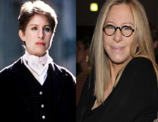 Barbra Streisand em Yentl (1983): Neste drama musical dirigido pela própria atriz, Streisand interpreta uma jovem judia que queria estudar o Talmude (coletânea de livros sagrados dos judeus), o que é proibido entre as mulheres. Para conseguir, ela se transforma em um homem.