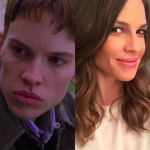 Hilary Swank em Meninos Não Choram (1999): A atriz americana entrega uma performance comovente como Brandon Teena, uma jovem trans que se apaixona por Lana (Chloë Sevigny). O papel rendeu a Swank o Oscar de Melhor Atriz em 2000.


