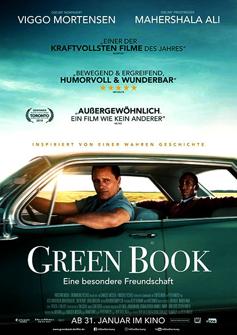 2019: Green Book. Direção de Peter Farrelly.  Com Viggo Mortensen, Mahershala Ali e Linda Cardellini, entre outros. 