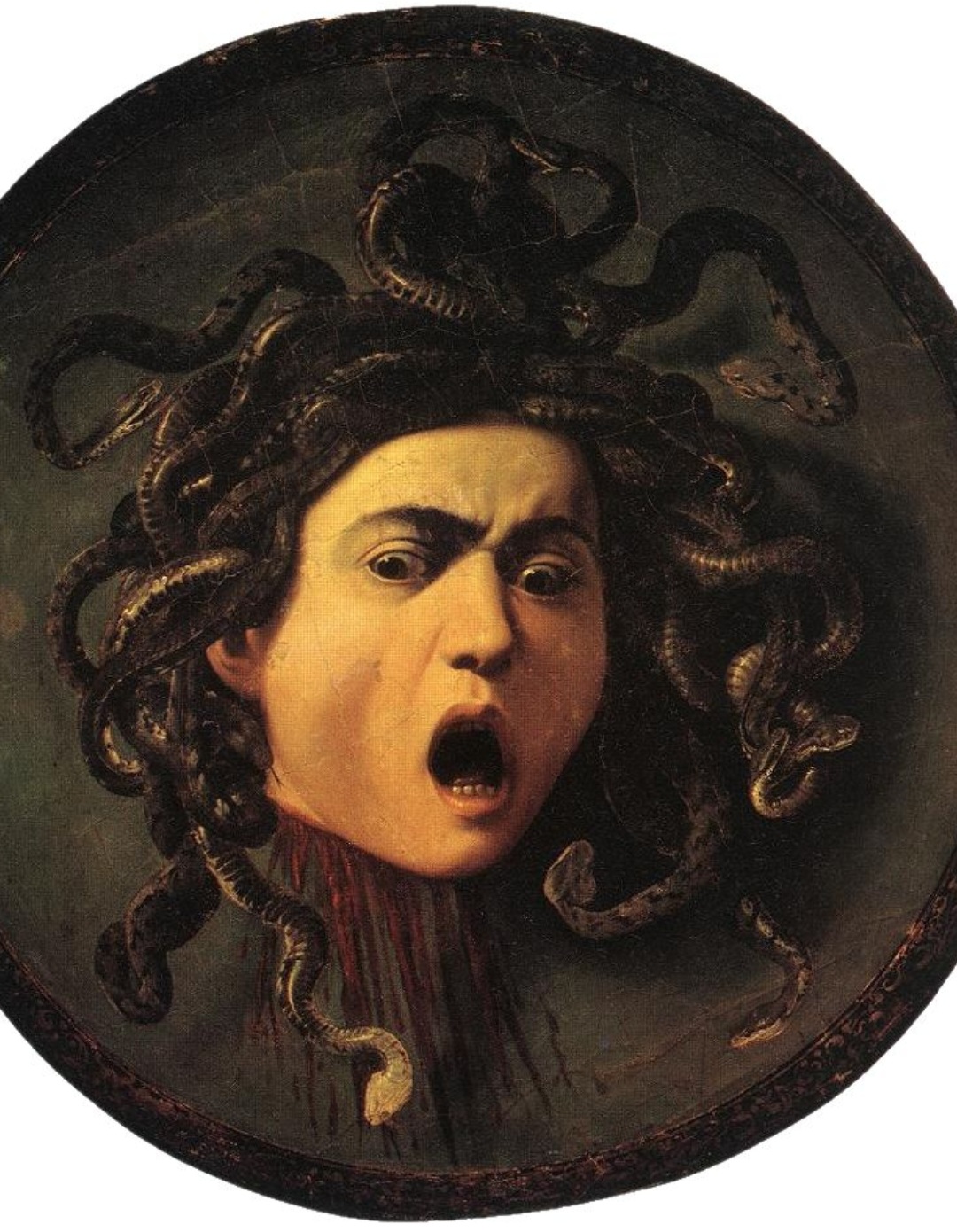 Em Medusa (1597), a inegável expressividade do rosto em terror demonstra a capacidade do artista de traduzir no desenho um sentimento até as últimas consequências. Gaspare Murtola (morto em 1624) disse:  Fuja, pois se seus olhos forem petrificados em fascínio, ela o tornará em pedra. 