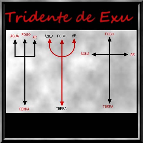O símbolo de poder do tridente também caminha ao lado de Exu, o senhor que domina todos os elementos que estão simbolizados em cada ponta do objeto: água, fogo e ar.