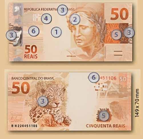 A penúltima dica é decobrir o número escondido. Isso porque, ao colocar a nota à altura dos olhos, na posição horizontal, em um lugar com bastante luz, a pessoa vê o valor da nota aparecer nas áreas indicadas.