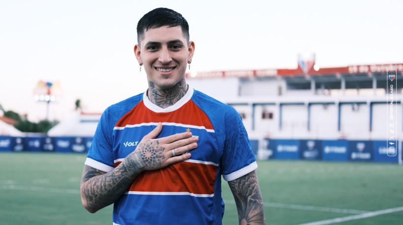 Gastón Ávila, novo zagueiro do Fortaleza, em seu primeiro dia no Pici