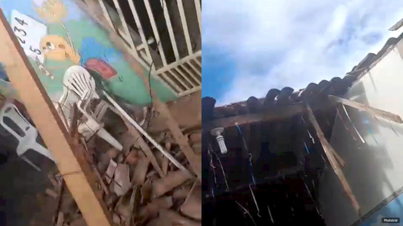 Parte do telhado de uma escola em Reriutaba desaba 