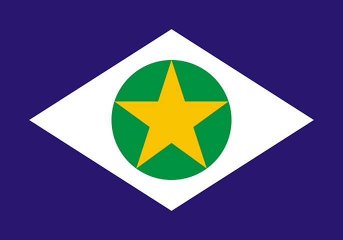 Mato Grosso (MT) - Adoção: 31 de janeiro de 1890. Representação: O verde representa as florestas, o azul a justiça, o branco a paz, e a estrela a capital Cuiabá.