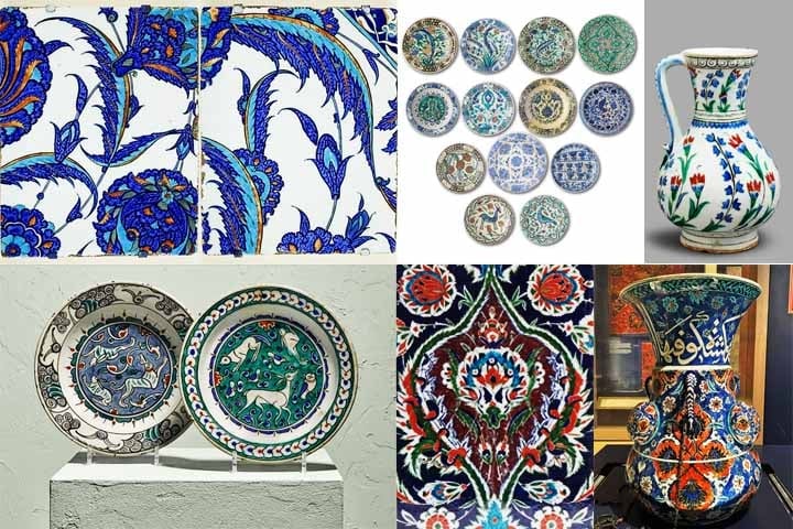 Iznik, Turquia - Célebre por sua cerâmica decorada com motivos geométricos e florais, especialmente durante o período otomano. A cidade desenvolveu sua porcelana única entre os séculos 15 e 17, mantendo prestígio por suas técnicas de pintura minuciosas e cores vibrantes.
