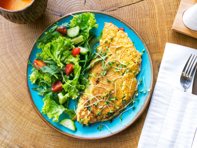 Vegan omelet made from chickpeas flour