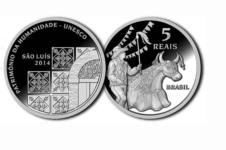 2014: Foram fabricadas 10 mil unidades de moedas de R$ 5 em homenagem à cidade de São Luís, declarada Patrimônio da Humanidade pela UNESCO.