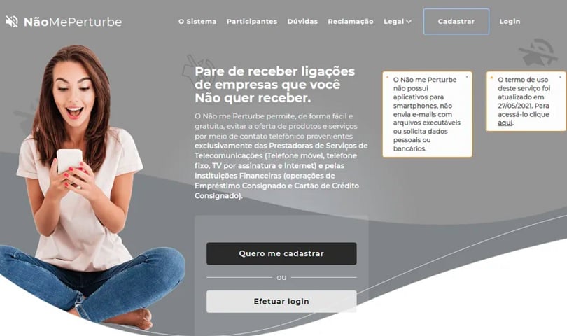 Primeiro, acesse o site naomeperturbe.com.br e faça um cadastro. Depois, vá em Novo bloqueio e insira o número do seu telefone, incluindo o DDD.
