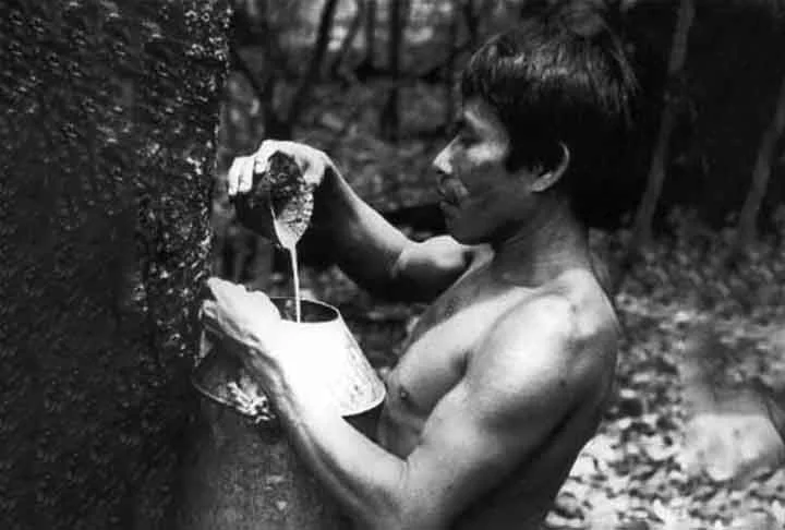 Quando os exploradores espanhóis chegaram à América no século XVI, observaram os nativos usando o látex. A palavra borracha vem do espanhol caucho, derivada da palavra quechua para o material.