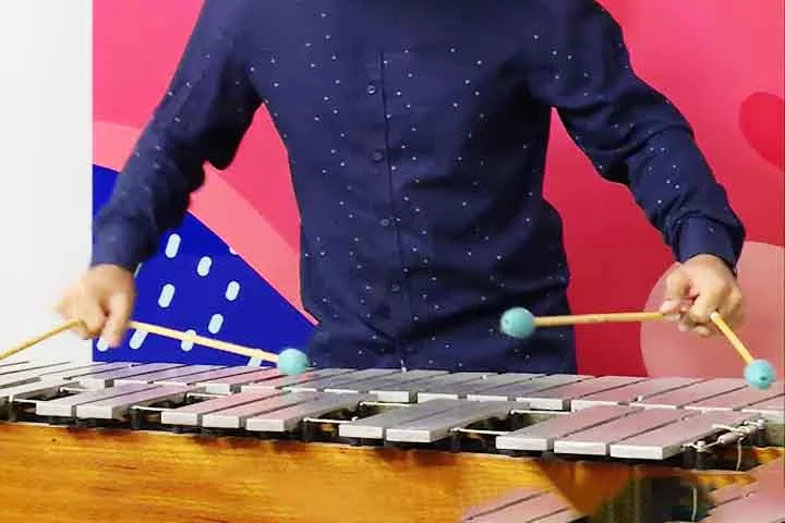Glockenspiel: Teclas metálicas tocadas com baquetas, emitindo som brilhante e agudo. Inspirado em sinos e desenvolvido na Alemanha no século XVIII. Complementa melodias com brilho cristalino