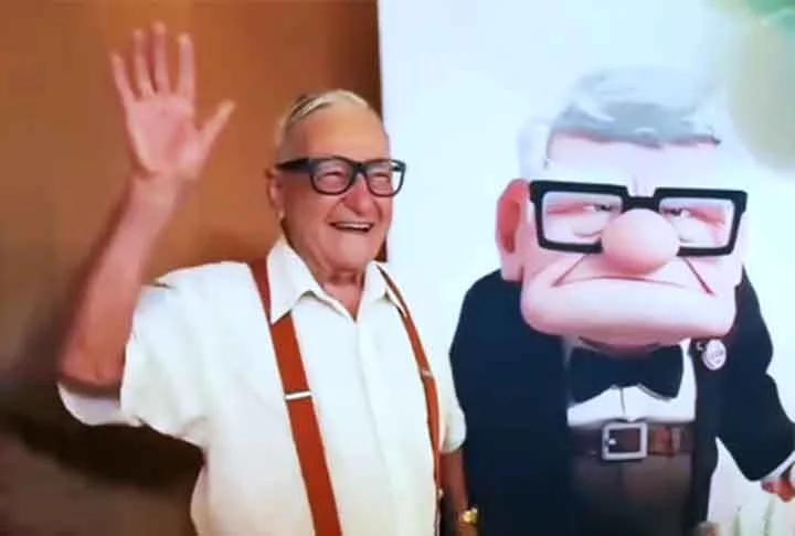 O tema da festa foi escolhido pela semelhança física entre o aniversariante e o personagem principal da animação, o velhinho Carl Fredricksen. 
