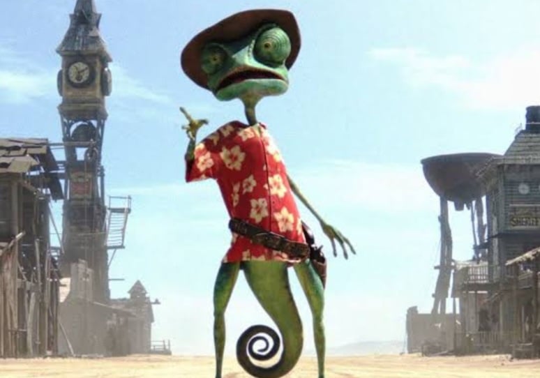 No cinema, Rango, personagem protagonista de um filme de animação, do ano de 2011, dirigido por Gore Verbinski, é um camaleão.