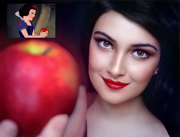 E você, o que achou das criações? Nesta, por exemplo, ele usou a Branca de Neve como inspiração.
