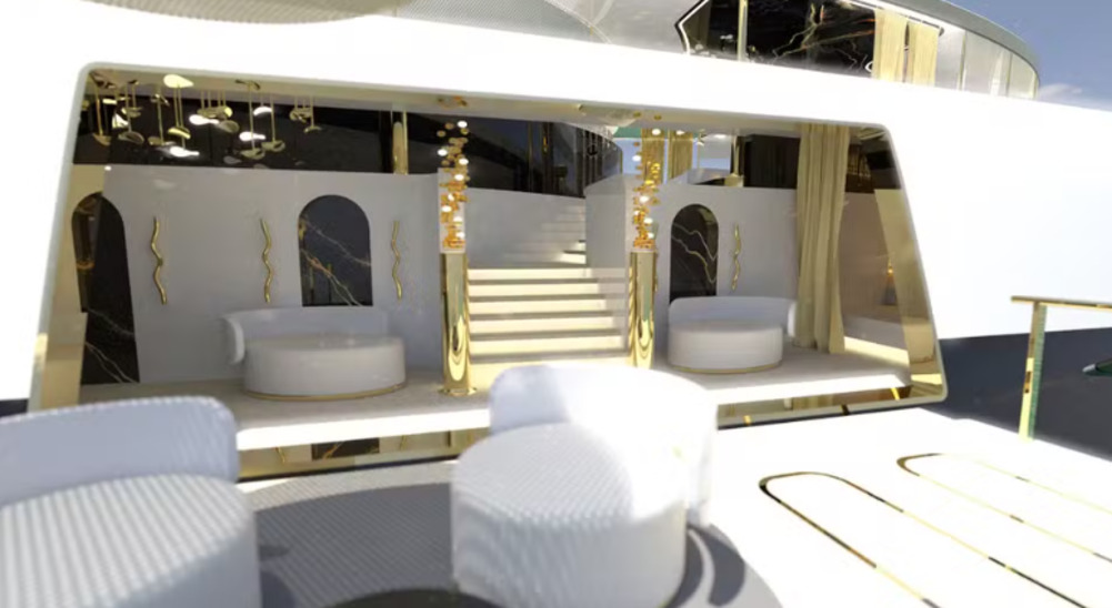 O superiate M5 tem o conforto de uma mansão luxuosa, com todas as dependências para que os ocupantes se sintam em casa. Ele tem 166 metros de comprimento por 22 metros de largura. 