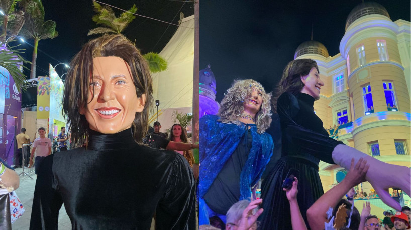 Fernanda Torres é homenageada com bonecos gigantes no Carnaval de Olinda 