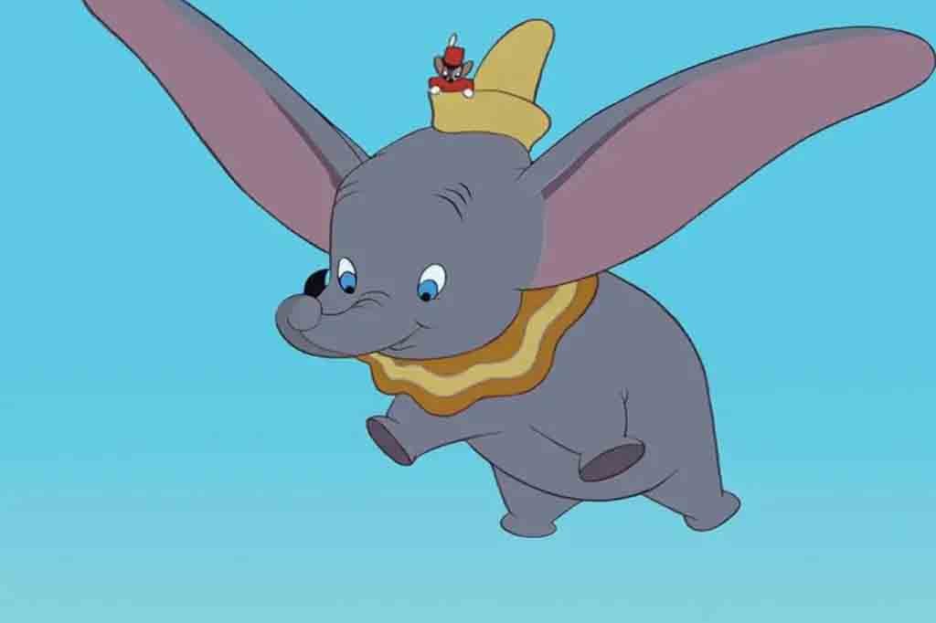 Dumbo (1941), animação da Disney dirigida por Ben Sharpsteen, narra a história do pequeno elefante de circo com orelhas gigantes que, ajudado pelo rato Timóteo, descobre que pode voar, superando a discriminação.
