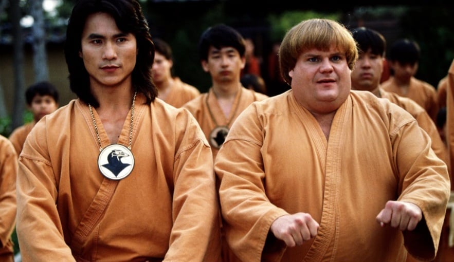 Christian Bale disse que assistiu a  Um Ninja da Pesada duas noites seguidas e em ambas ele não conseguia parar de rir. 