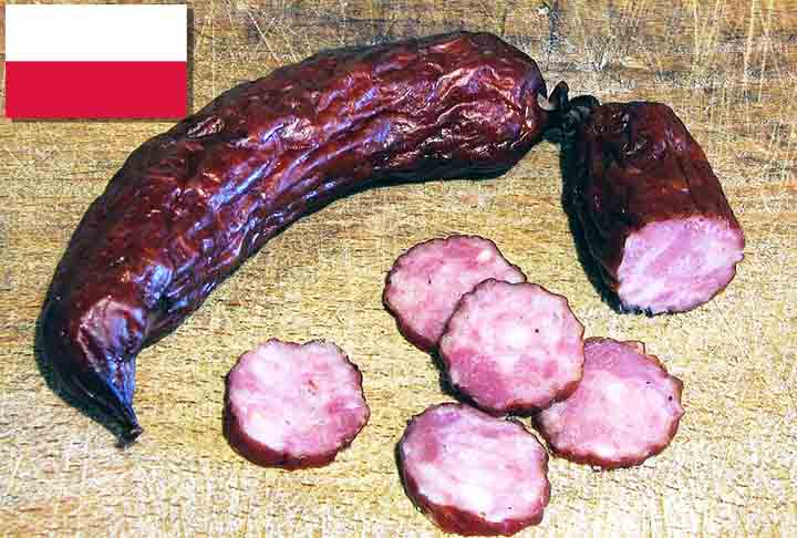 16º) Kiełbasa myśliwska Staropolska (Polônia) - Linguiça tradicional polonesa, também conhecida como Linguiça de Caçador da Velha Polônia. Às vezes conta com adição de carne bovina na receita.