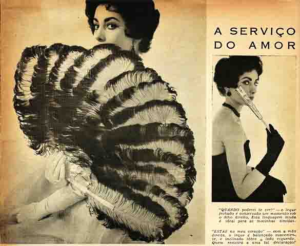 O auge do leque como acessório de moda no Brasil foi na década de 1920, mas com a invenção do ventilador elétrico, caiu em desuso.