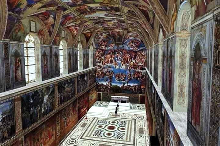 Capela Sistina (Itália) – 1473-1481 - No Vaticano, é famosa pelos afrescos de Michelangelo, como A Criação de Adão. Utilizada para eventos papais, impressiona pelo teto ricamente decorado. Seu destaque é O Juízo Final, pintado em 1536-1541.