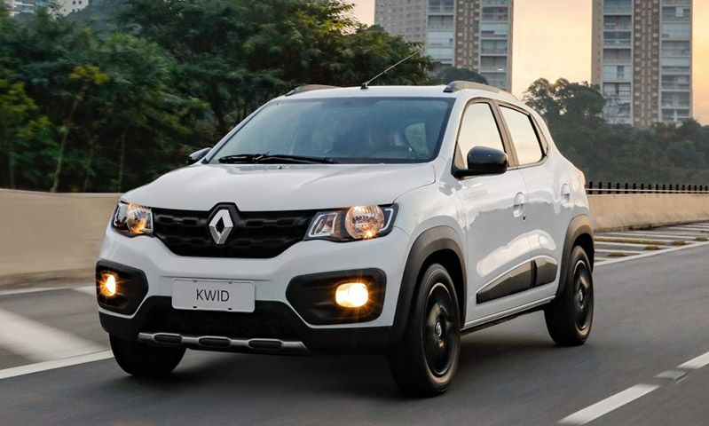 7º) Renault Kwid - Motor: 1.0 flex; Câmbio: manual de cinco velocidades; Consumo na cidade: 15,3 km/l (gasolina) e 10,8 km/l (etanol); Consumo na estrada: 15,7 km/l (gasolina) e 11 km/l (etanol); Preço inicial: R$ 76.089.