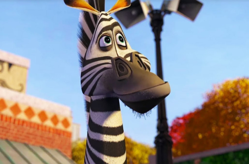 Na animação, Marty - personagem de Madagascar - é uma zebra das planícies, nativa desde a Etiópia até a África do Sul.  Marty ganhou popularidade entre a garotada. 