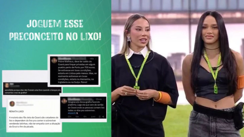 BBB 25: Governo do Ceará responde aos comentários xenofóbicos contra Eva e Renata 