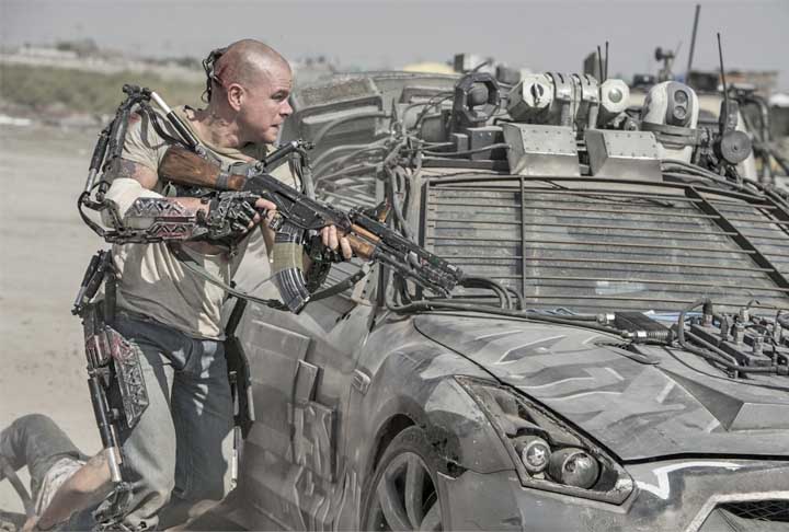 Em Elysium (2013), a secretária do governo Rhodes (Jodie Foster) faz de tudo para preservar o estilo de vida luxuoso da cidade, porém um pobre cidadão da Terra (Matt Damon) tenta um plano ousado para trazer de volta a igualdade entre as pessoas.