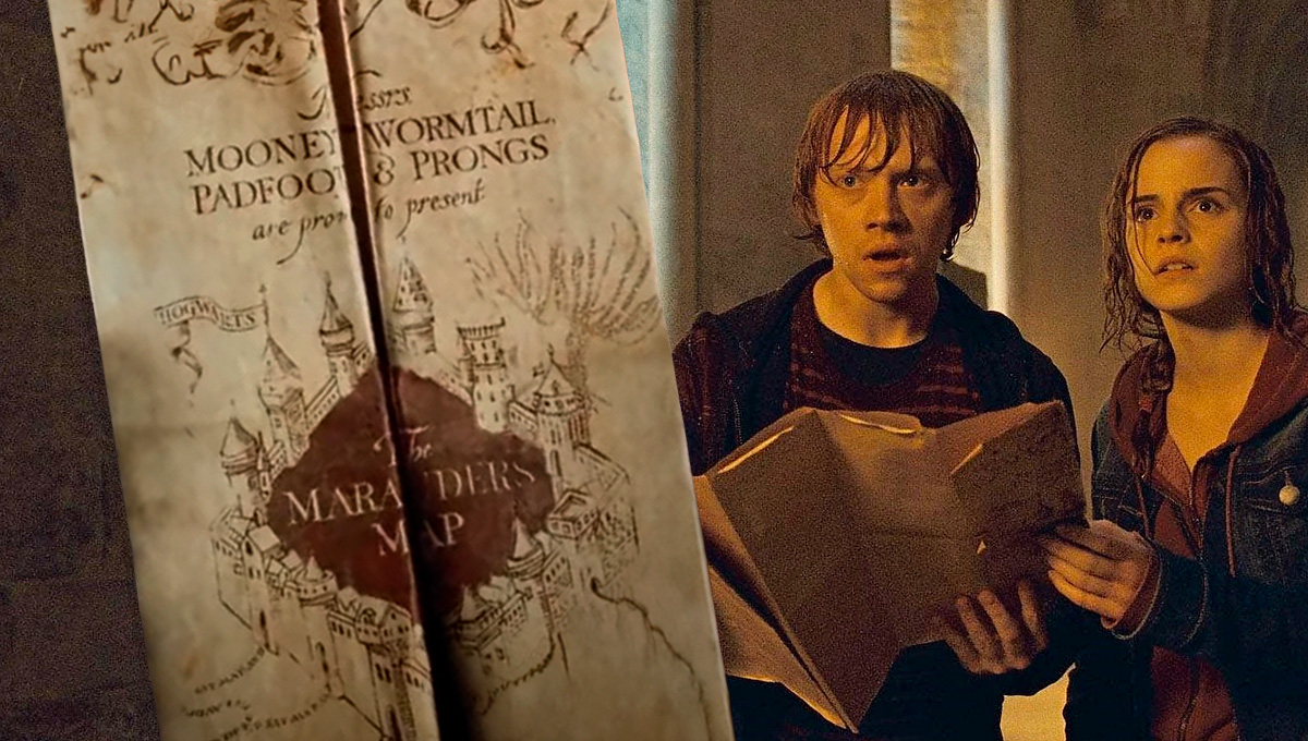 Mapa do Maroto – Criado por Lupin, Sirius, Tiago e Pedro Pettigrew, mostra toda Hogwarts e a localização das pessoas. Harry o recebe de Fred e George, tornando-se essencial para suas aventuras.

