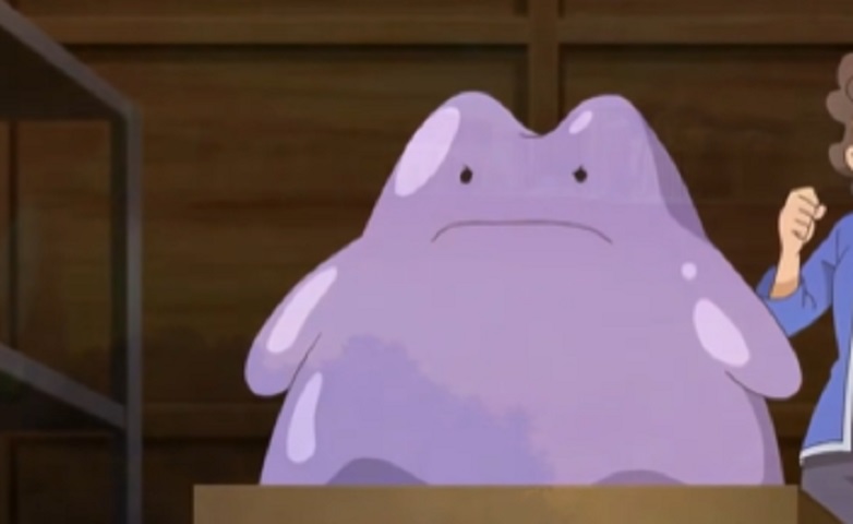 Ditto é um Pokémon muito medroso e na dele, porém se analisarmos bem veremos que ele é um ser único no anime, já que ele pode reproduzir qualquer outro Pokémon, incluindo suas habilidades e força. 