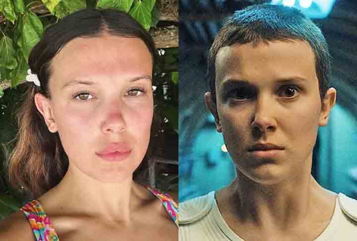 Millie Bobby Brown- A jovem raspou a cabeça para interpretar uma garota com habilidades telecinéticas em um mundo sobrenatural: a Eleven de Stranger Things(2016), série de terror/ficção científica que virou febre mundial.