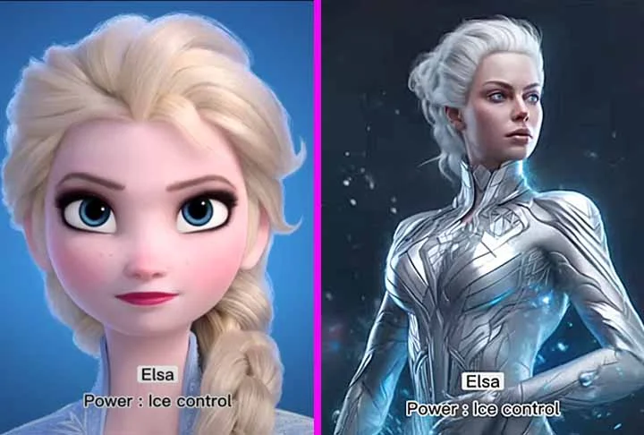 Elsa, a outra personagem principal do filme Frozen, nasceu com o poder de criar gelo e neve, que foi mantido pela inteligência artificial.