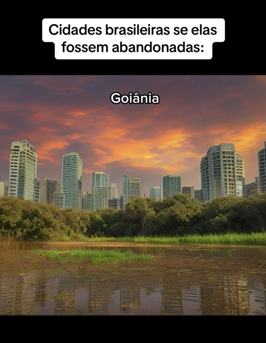 Como uma cidade abandonada, o chafariz desaparece e o bosque se transforma em um verdadeiro pântano. O céu escurece e as arquiteturas dos prédios, na parte de trás, ficam sem cor e presença de moradia.