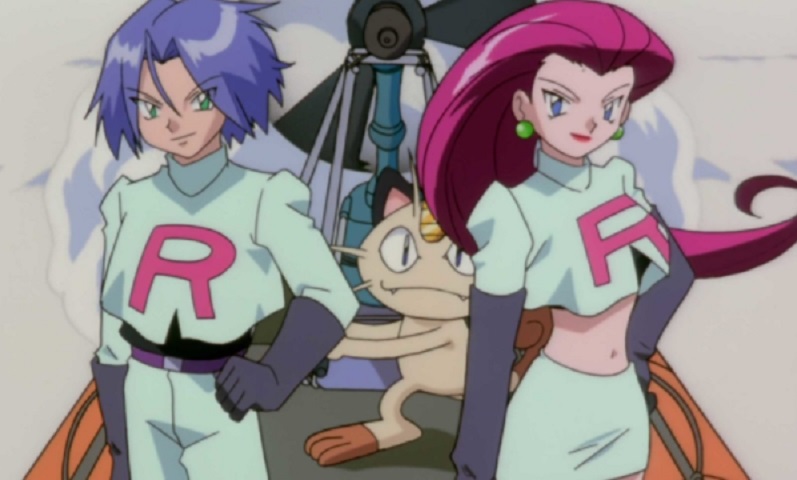 Equipe Rocket - Desenho animado: Pokémon - Quem assiste a Pokémon sabe que em qualquer momento pode aparecer a equipe Rocket, grupo persistente e estabanado formado por Jessie, James e Meowth.