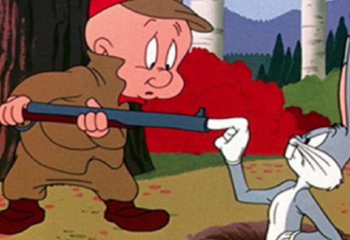 Hortelino troca-letras - Desenho animado: Looney Tunes - Hortelino costuma repetir muito a letra L e é um caçador que busca pegar tanto o Pernalonga como o Patolino.