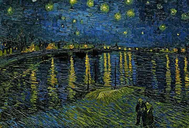 Entre 1888 e 1890, Van Gogh foi internado duas vezes para tratamento psiquiátrico. Em uma dessas estadias, no sanatório de Saint-Rémy, o holandês pintou “A Noite Estrelada”, a partir da vista que teve da janela do quarto. 
