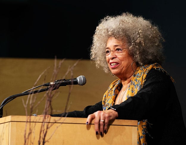 Angela também ganhou projeção por ser personagem de um dos mais polêmicos julgamentos dos EUA, em que muitos pediam sua absolvição. Ela foi acusada de envolvimento no assassinato de um juiz e, ao fugir, foi alvo de grande caçada. Inocentada mais tarde, foi homenageada por John Lennon com a música Angela. 