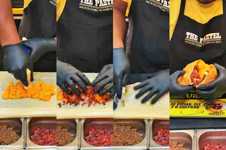 Antes do rodízio, a pastelaria já chamava atenção pelo inusitado sistema de venda de pastéis por quilo — cada 100g custa R$ 10,90.