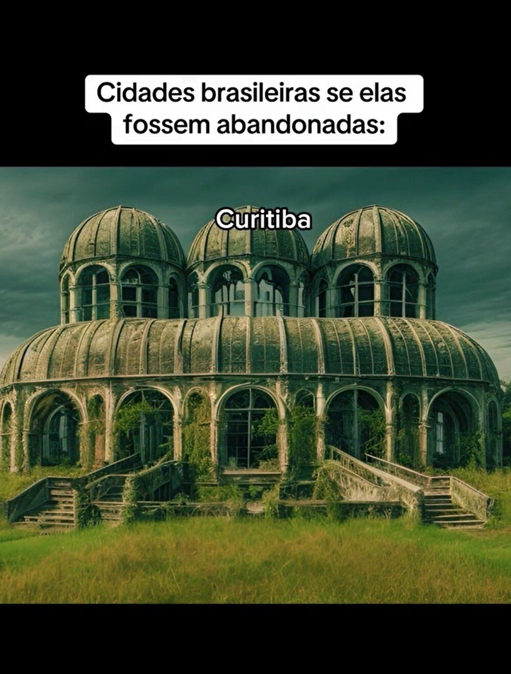 Com o uso da Inteligência Artificial (IA), o local se transforma em um espaço mal acabado, sem vida e com alta vegetação. As flores expostas na entrada dão espaço apenas para um matagal à frente do  Jardim Botânico Municipal.