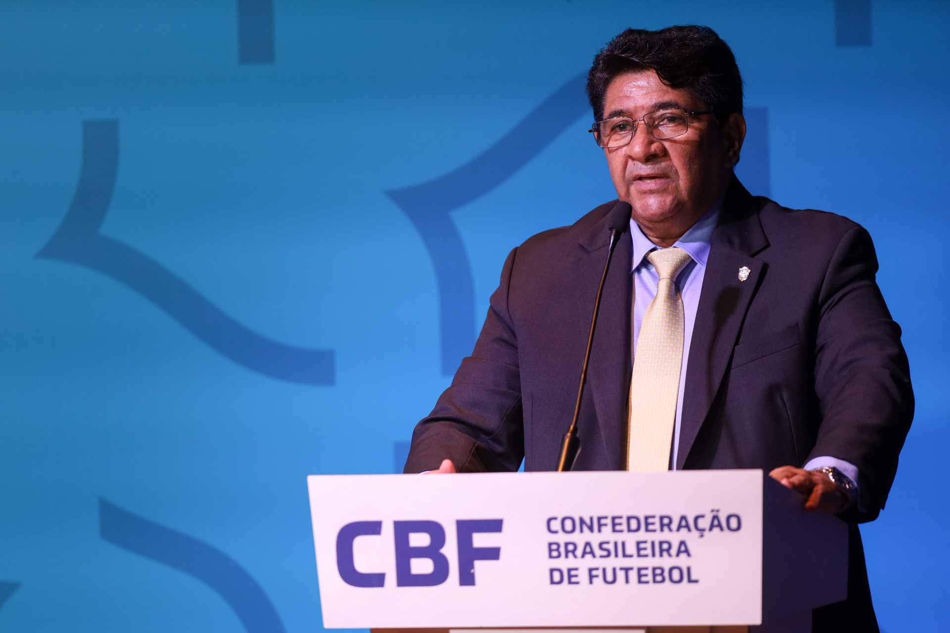 Ednaldo Rodrigues, presidente da CBF, discursa após reeleição em Assembleia Geral Eleitoral na sede da CBF (Foto: Staff Images / CBF)
