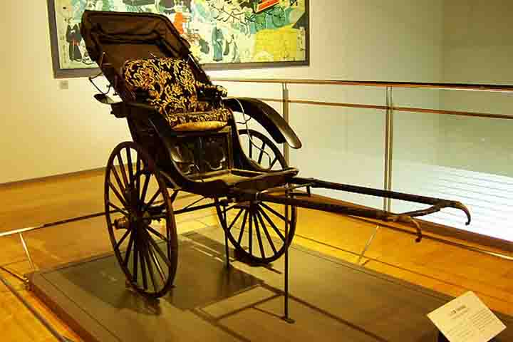 O termo riquixá vem da palavra japonesa jinrikisha, que literalmente significa veículo de tração humana. Nesse sentido, este meio de transporte apareceu pela primeira vez no quadro Les deux carrosses do artista Claude Gillot, de 1707.