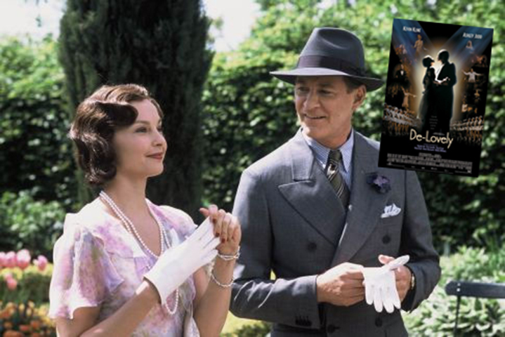 De-Lovely (2004), de Irwin Winkler - Aqui mais de uma música inspira o filme. A trajetória de Cole Porter, um dos maiores compositores americanos, é o tema do longa protagonizado por Kevin Kline. Clássicos como Let's Do This, Let's Fall in Love e You're The Top embalam o filme.  