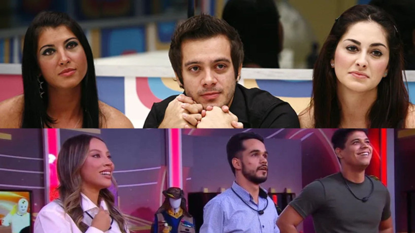Acima, os três finalistas do BBB 9. Abaixo, os finalistas da edição de 2025. As duas temporadas possuem as votações mais disputadas do programa. 