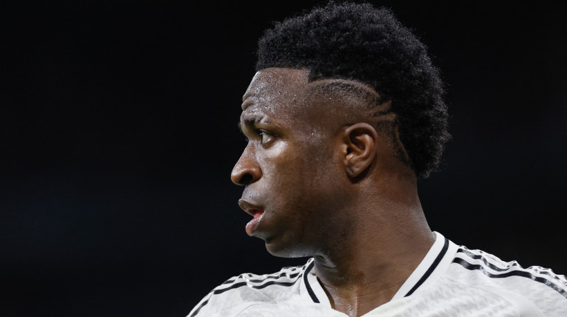 Atacante Vinicius Junior no jogo Real Madrid x Athletic Bilbao, no Santiago Bernabéu, pela LaLiga