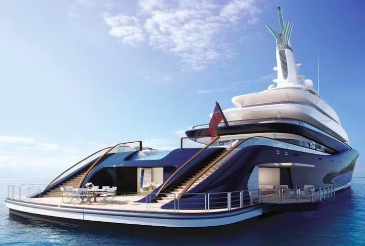 Entre suas comodidades estão dois amplos quartos principais, uma piscina de borda infinita, heliporto, spa, academia e lounges ao ar livre.