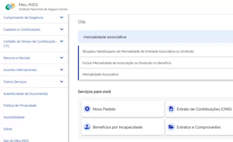 Para aqueles que desejam bloquear descontos futuros, faça login no Meu INSS e, no campo de pesquisa, digite “solicitar bloqueio ou desbloqueio de mensalidade”. Clique no nome do serviço/benefício e siga as orientações.