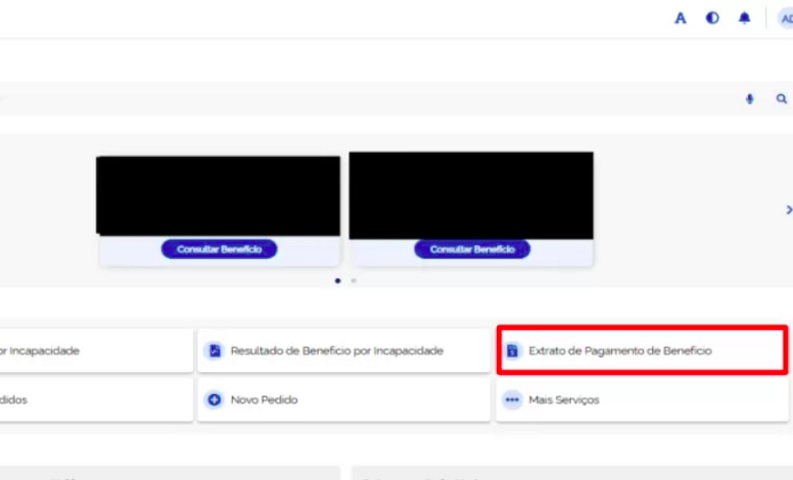 2. Vá em Extrato de pagamento do benefício e, em seguida, selecione o número do benefício.