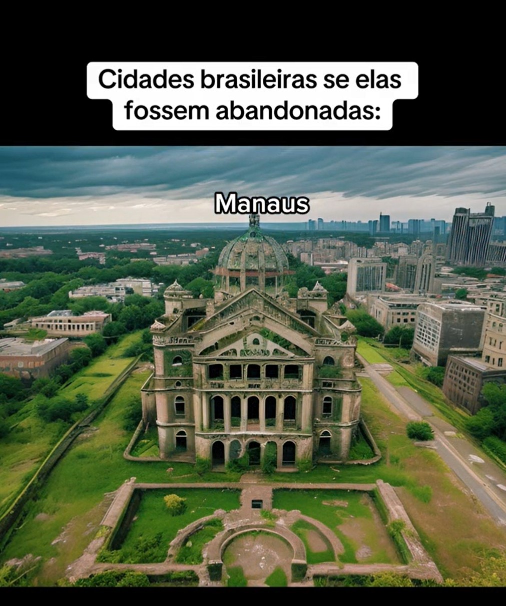 Como nas outras capitais, a vegetação toma conta, com aspecto de total abandono. Al falta de veículos e transeuntes ressaltam o que pode ser uma cidade sem qualquer cuidado. A arquitetura de um local, que leva cultura e ao povo manauara, aparece descuidada. 