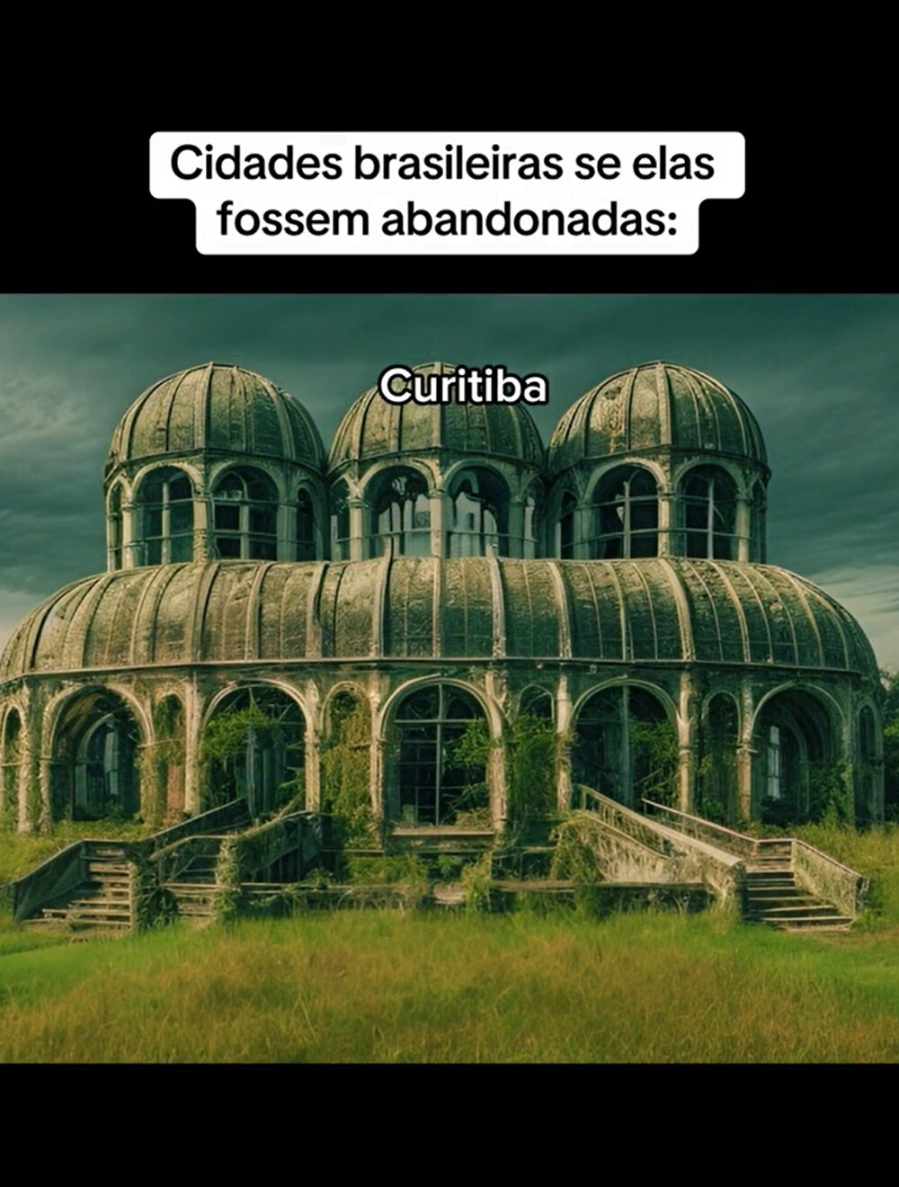 Com o uso da Inteligência Artificial (IA), o local se transforma em um espaço mal acabado, sem vida e com alta vegetação. As flores expostas na entrada dão espaço apenas para um matagal à frente do  Jardim Botânico Municipal.
